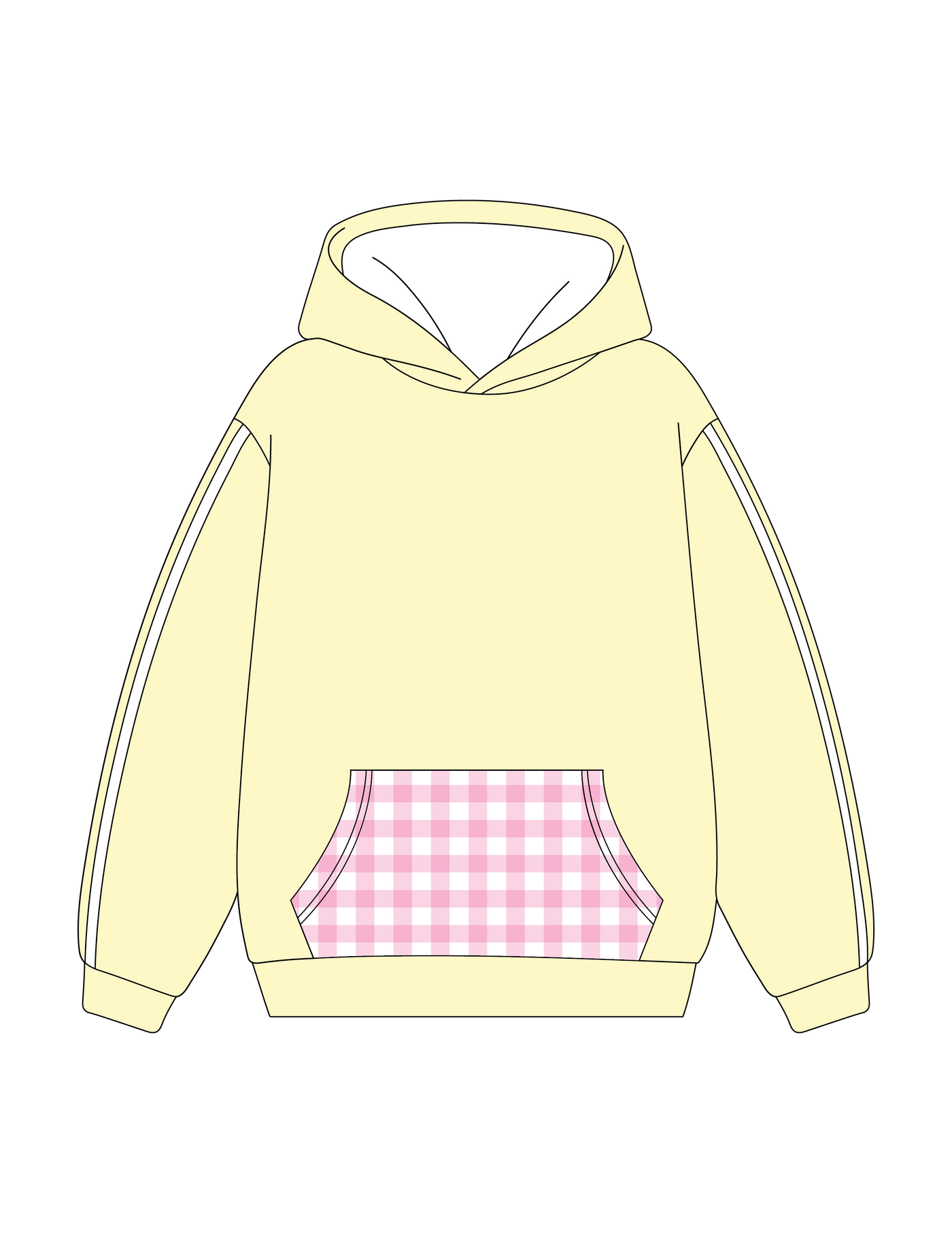 1011. LINED PATTERNED HOODIE